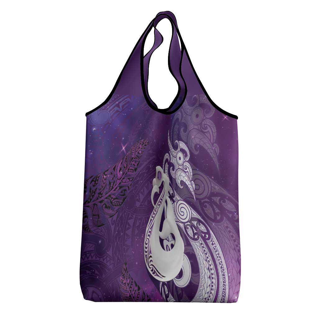 New Zealand Matariki Grocery Bag Maori Manaia Galaxy Silver Fern Purple Color
