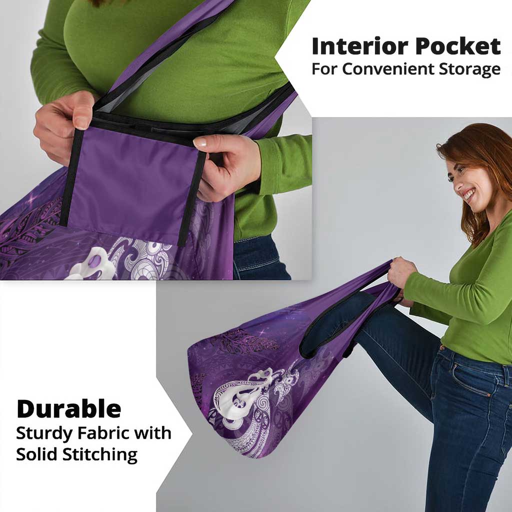 New Zealand Matariki Grocery Bag Maori Manaia Galaxy Silver Fern Purple Color