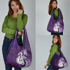 New Zealand Matariki Grocery Bag Maori Manaia Galaxy Silver Fern Purple Color