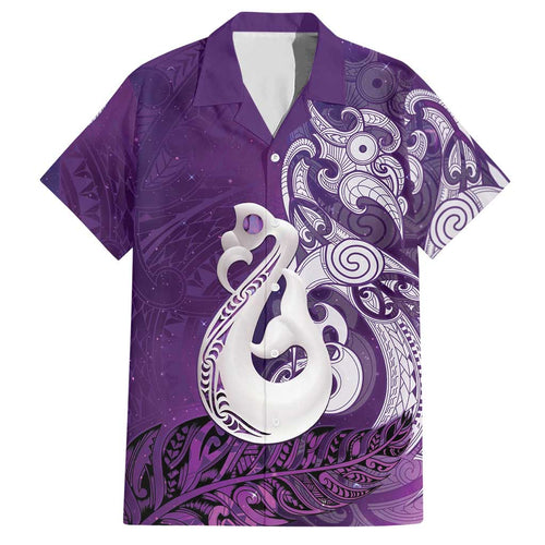 New Zealand Matariki Hawaiian Shirt Maori Manaia Galaxy Silver Fern Purple Color