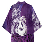 New Zealand Matariki Kimono Maori Manaia Galaxy Silver Fern Purple Color