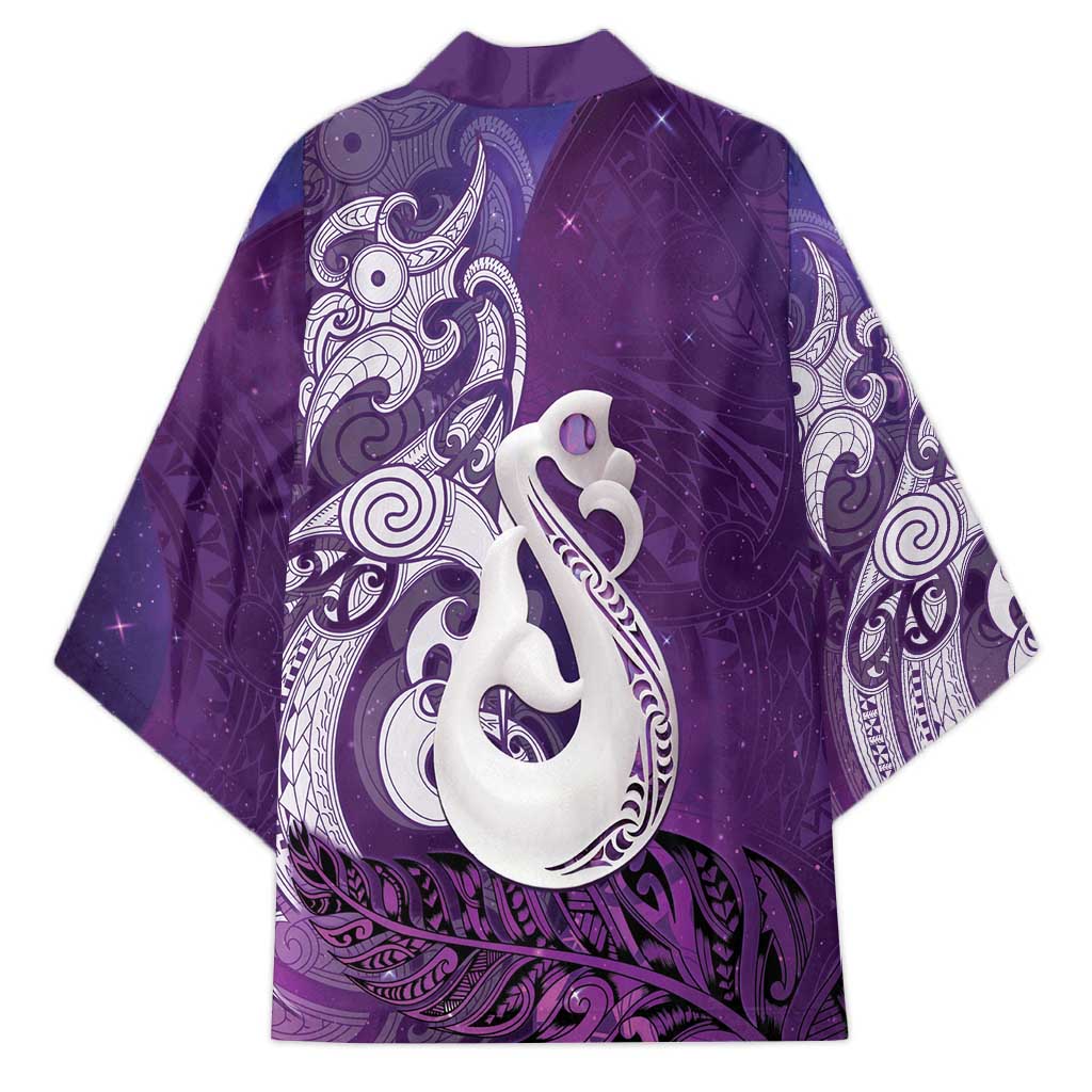 New Zealand Matariki Kimono Maori Manaia Galaxy Silver Fern Purple Color