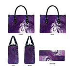 New Zealand Matariki Leather Bag Maori Manaia Galaxy Silver Fern Purple Color