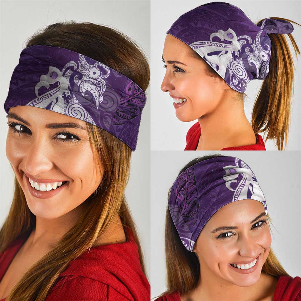 New Zealand Matariki Neck Gaiter Maori Manaia Galaxy Silver Fern Purple Color