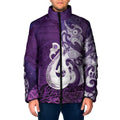 New Zealand Matariki Padded Jacket Maori Manaia Galaxy Silver Fern Purple Color