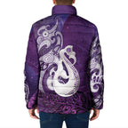 New Zealand Matariki Padded Jacket Maori Manaia Galaxy Silver Fern Purple Color