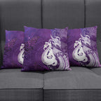 New Zealand Matariki Pillow Cover Maori Manaia Galaxy Silver Fern Purple Color