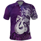 New Zealand Matariki Polo Shirt Maori Manaia Galaxy Silver Fern Purple Color