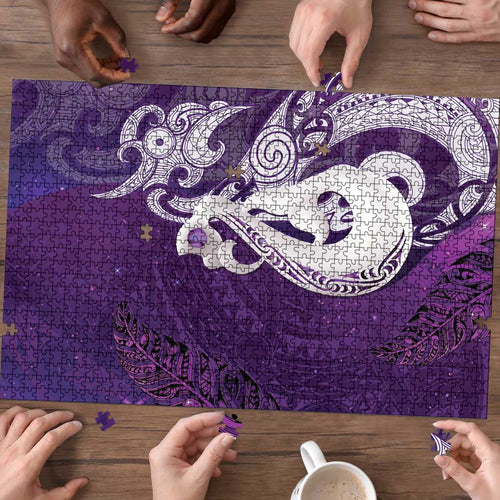 New Zealand Matariki Puzzle Maori Manaia Galaxy Silver Fern Purple Color