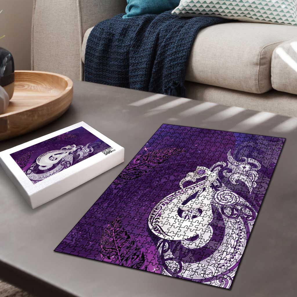 New Zealand Matariki Puzzle Maori Manaia Galaxy Silver Fern Purple Color