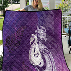New Zealand Matariki Quilt Maori Manaia Galaxy Silver Fern Purple Color