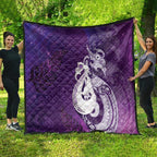 New Zealand Matariki Quilt Maori Manaia Galaxy Silver Fern Purple Color