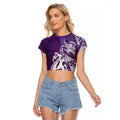 New Zealand Matariki Raglan Cropped T Shirt Maori Manaia Galaxy Silver Fern Purple Color
