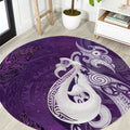 New Zealand Matariki Round Carpet Maori Manaia Galaxy Silver Fern Purple Color