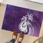 New Zealand Matariki Rubber Doormat Maori Manaia Galaxy Silver Fern Purple Color