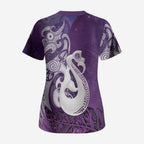New Zealand Matariki Scrub Top Maori Manaia Galaxy Silver Fern Purple Color