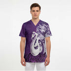 New Zealand Matariki Scrub Top Maori Manaia Galaxy Silver Fern Purple Color