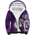 New Zealand Matariki Sherpa Hoodie Maori Manaia Galaxy Silver Fern Purple Color