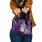 New Zealand Matariki Shoulder Handbag Maori Manaia Galaxy Silver Fern Purple Color