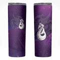 New Zealand Matariki Skinny Tumbler Maori Manaia Galaxy Silver Fern Purple Color