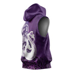 New Zealand Matariki Sleeveless Hoodie Maori Manaia Galaxy Silver Fern Purple Color