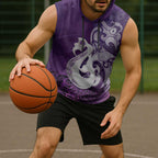 New Zealand Matariki Sleeveless Hoodie Maori Manaia Galaxy Silver Fern Purple Color