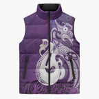 New Zealand Matariki Sleeveless Puffer Jacket Maori Manaia Galaxy Silver Fern Purple Color