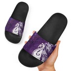 New Zealand Matariki Slide Sandals Maori Manaia Galaxy Silver Fern Purple Color