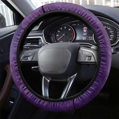 New Zealand Matariki Steering Wheel Cover Maori Manaia Galaxy Silver Fern Purple Color