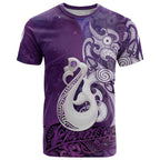 New Zealand Matariki T Shirt Maori Manaia Galaxy Silver Fern Purple Color