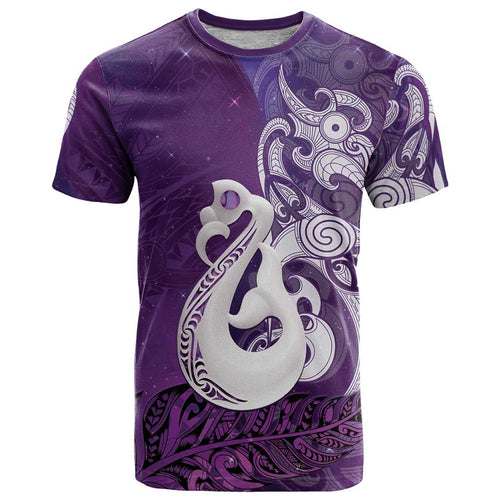 New Zealand Matariki T Shirt Maori Manaia Galaxy Silver Fern Purple Color