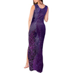 New Zealand Matariki Tank Maxi Dress Maori Manaia Galaxy Silver Fern Purple Color