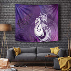 New Zealand Matariki Tapestry Maori Manaia Galaxy Silver Fern Purple Color