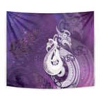 New Zealand Matariki Tapestry Maori Manaia Galaxy Silver Fern Purple Color