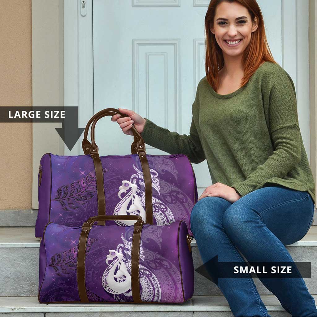 New Zealand Matariki Travel Bag Maori Manaia Galaxy Silver Fern Purple Color