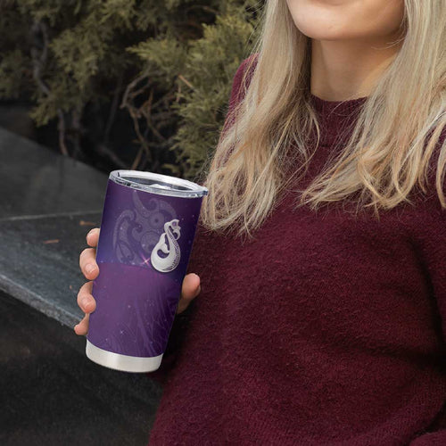 New Zealand Matariki Tumbler Cup Maori Manaia Galaxy Silver Fern Purple Color