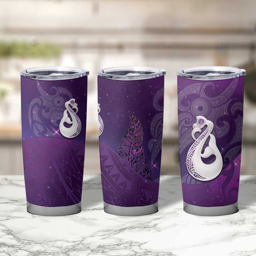 New Zealand Matariki Tumbler Cup Maori Manaia Galaxy Silver Fern Purple Color