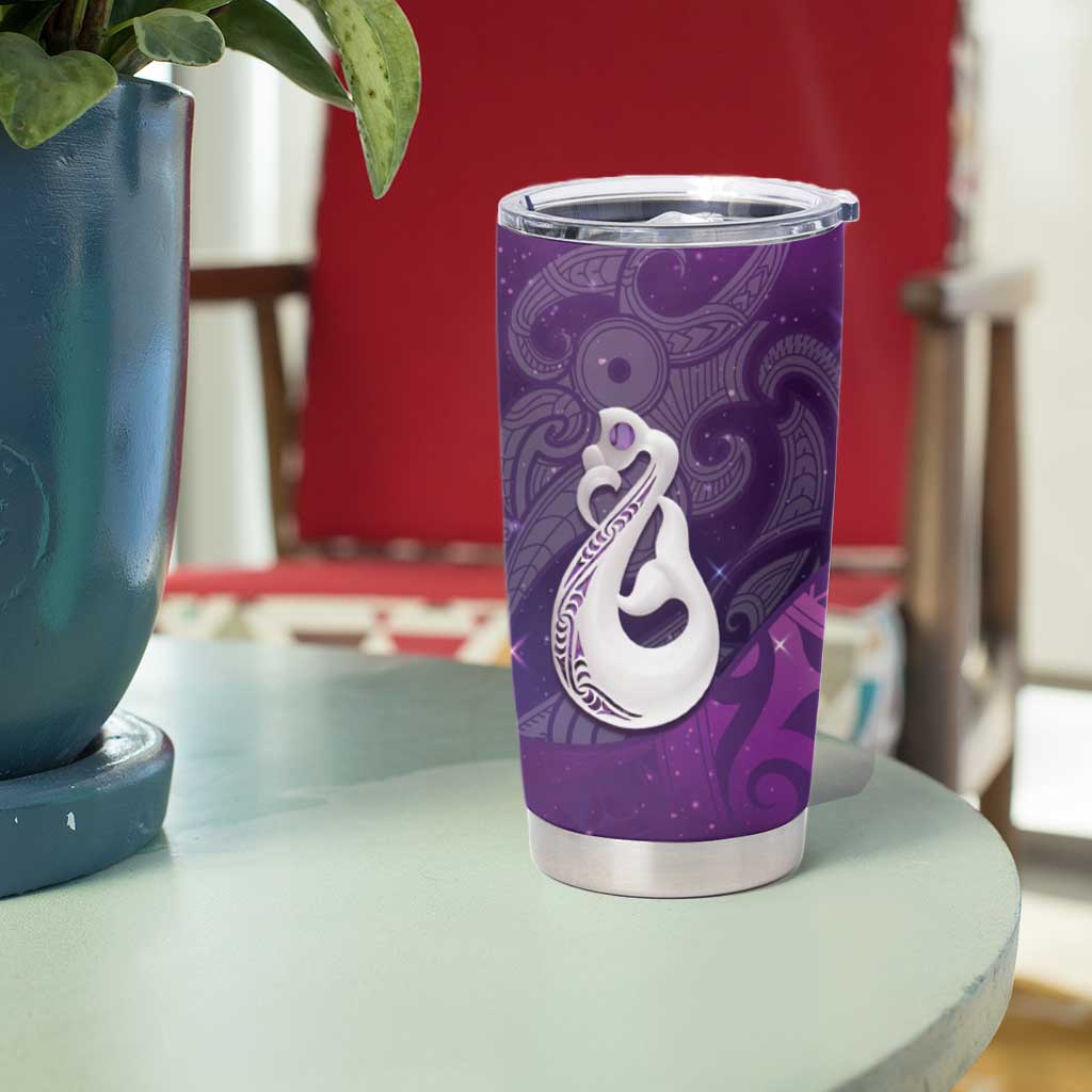 New Zealand Matariki Tumbler Cup Maori Manaia Galaxy Silver Fern Purple Color