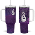 New Zealand Matariki Tumbler With Handle Maori Manaia Galaxy Silver Fern Purple Color