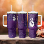 New Zealand Matariki Tumbler With Handle Maori Manaia Galaxy Silver Fern Purple Color