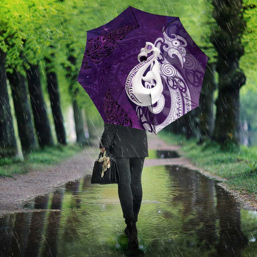 New Zealand Matariki Umbrella Maori Manaia Galaxy Silver Fern Purple Color