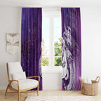 New Zealand Matariki Window Curtain Maori Manaia Galaxy Silver Fern Purple Color