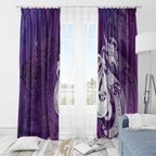 New Zealand Matariki Window Curtain Maori Manaia Galaxy Silver Fern Purple Color
