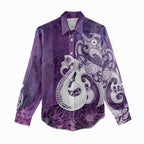 New Zealand Matariki Women Casual Shirt Maori Manaia Galaxy Silver Fern Purple Color