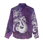 New Zealand Matariki Women Casual Shirt Maori Manaia Galaxy Silver Fern Purple Color