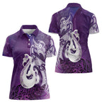 New Zealand Matariki Women Polo Shirt Maori Manaia Galaxy Silver Fern Purple Color