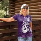 New Zealand Matariki Women Polo Shirt Maori Manaia Galaxy Silver Fern Purple Color