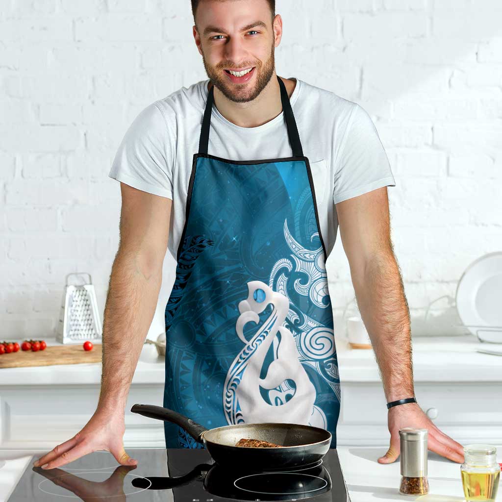 New Zealand Matariki Apron Maori Manaia Galaxy Silver Fern Blue Color
