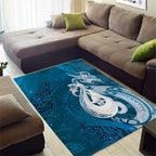 New Zealand Matariki Area Rug Maori Manaia Galaxy Silver Fern Blue Color