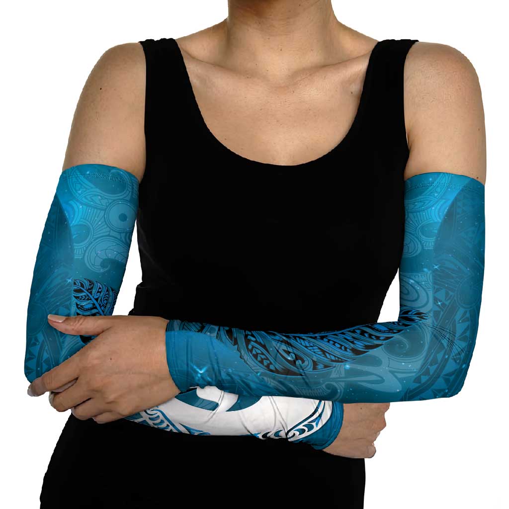 New Zealand Matariki Arm Sleeves Maori Manaia Galaxy Silver Fern Blue Color